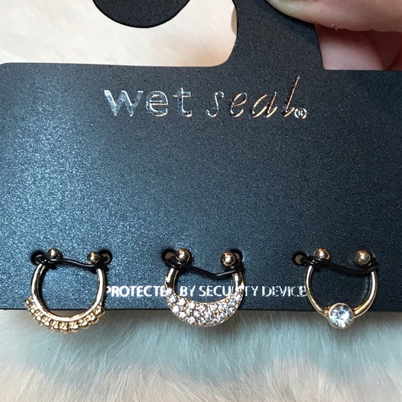 NEW Pave Septum Ring Non-pierced Jewelry Nose Ring 3 Pack - Picture 2 of 6